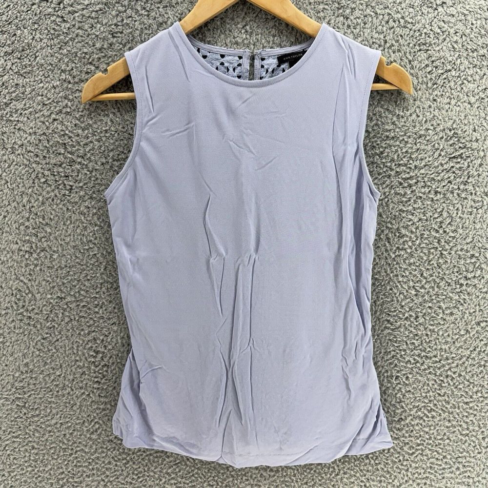 Ann Taylor Loft Violet Geometric Crochet Keyhole Tank Blouse Sleeveless Womens S